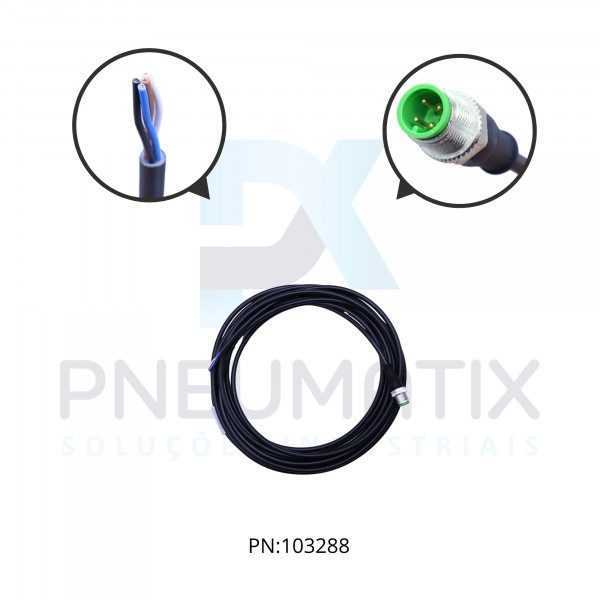 CABO C/CONECTOR 5MTS MACHO RETO M12 4 POLOS COR PRETO PVC 712021-6140500 MURRELEKTRONIK