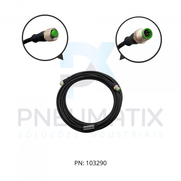 CABO C/CONECTOR 6MTS FEMEA RETO M12 5 POLOS MACHO RETO M12 5 POLOS COR PRETO 740041-6150600 MURRELEKTRONIK