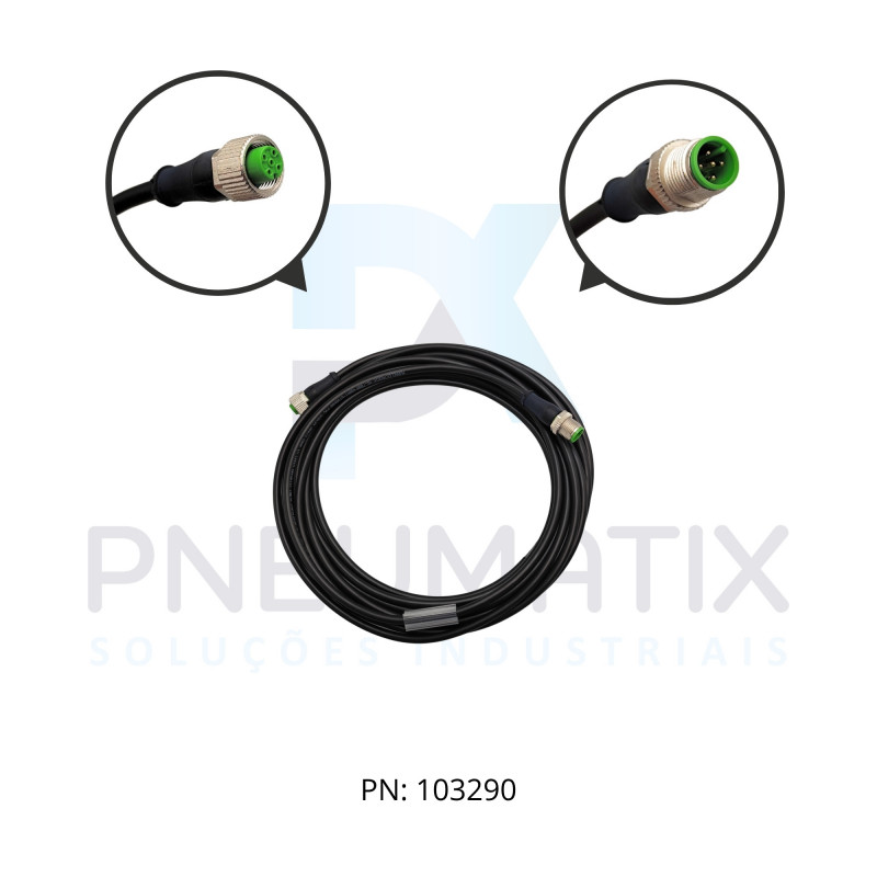 CABO C/CONECTOR 6MTS FEMEA RETO M12 5 POLOS MACHO RETO M12 5 POLOS COR PRETO 740041-6150600 MURRELEKTRONIK
