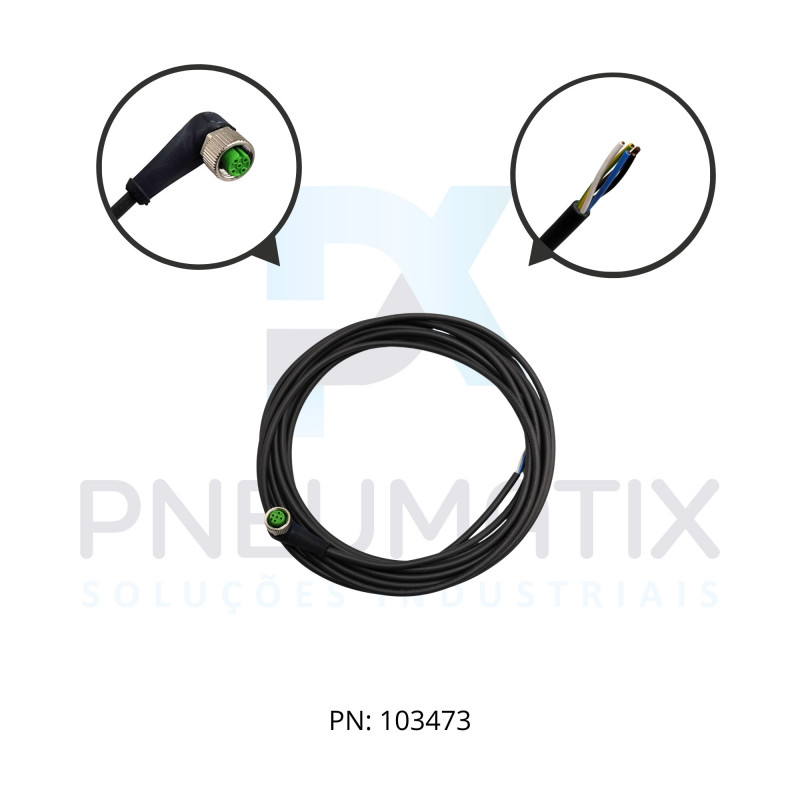 CABO C/CONECTOR 5MTS FEMEA ANGULAR M12 5 POLOS COR PRETO 712361-6250500 MURRELEKTRONIK