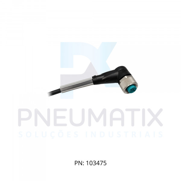 CABO C/CONECTOR 5MTS FEMEA ANGULAR M12 4 POLOS COR PRETO PUR V1-W-BK5M-PUR-U PN:217482 PEPPERL