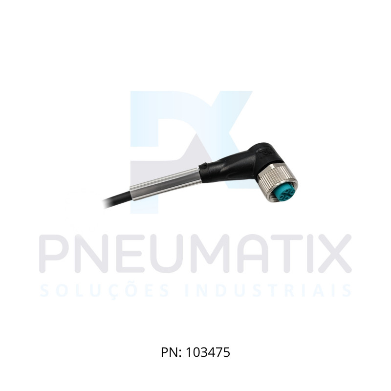 CABO C/CONECTOR 5MTS FEMEA ANGULAR M12 4 POLOS COR PRETO PUR V1-W-BK5M-PUR-U PN:217482 PEPPERL