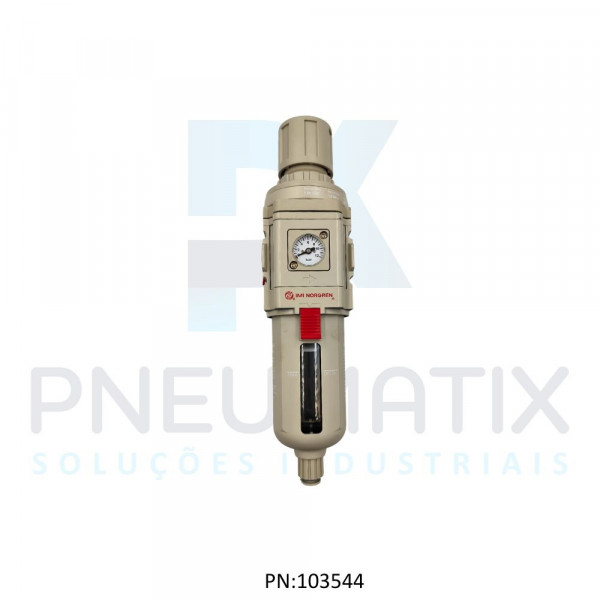 FILTRO REGULADOR DE PRESSAO R.1/2 BSP COPO POLICARBONATO DRENO SEMI AUTOMATICO C/MANOMETRO B49G-4GK-SW1-RMG NORGREN