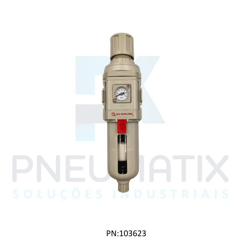 FILTRO REGULADOR DE PRESSAO R.1/2 BSP COPO POLICARBONATO DRENO AUTOMATICO 5 MICRAS C/MANOMETRO B49G-4GK-AW1-RMG NORGREN FILTRO REGULADOR DE PRESSAO R.1/2 BSP COPO POLICARBONATO DRENO AUTOMATICO 5 MICRAS C/MANOMETRO B49G-4GK-AW1-RMG NORGREN