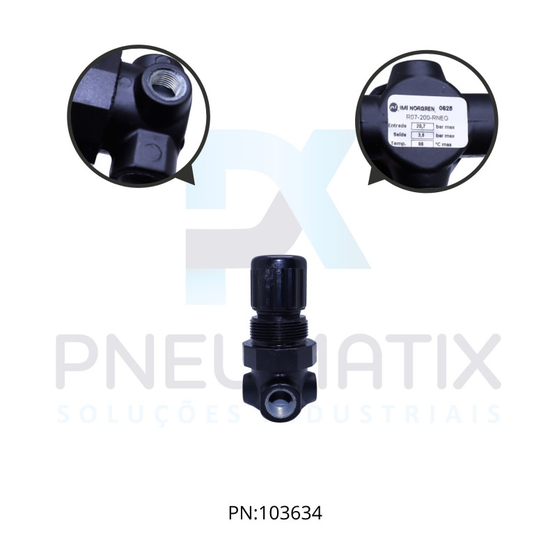 REGULADOR DE PRESSAO 1/4 BSP R07-200-RNEG NORGREN REGULADOR DE PRESSAO 1/4 BSP R07-200-RNEG NORGREN