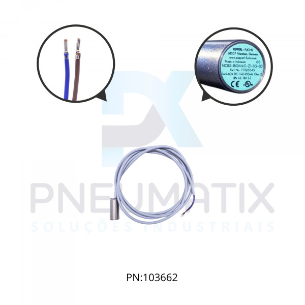SENSOR IND.CIL.DIAM.18MM Sn:5MM FAC.ALIM.5-60V 2 FIOS NF 2MTS ATEX.P/ZONA 2/22 NCB5-18GM40-Z1-3G-3D PN:211268 PEPPERL