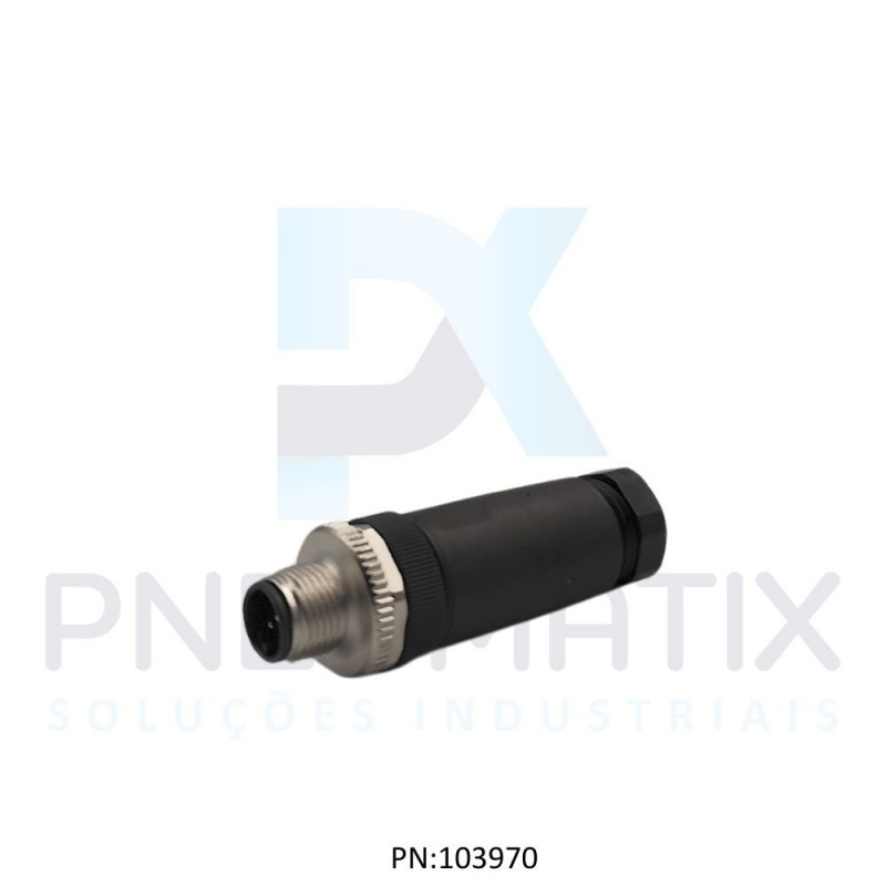 CONECTOR MACHO RETO M12 5 POLOS PARAFUSAVEL IP67 FIO 0,75MM TENSAO MAX.125VAC/VCC 4A MAX.V15S-G-PG9 PN:115060 PEPPERL