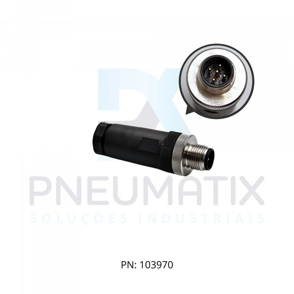 CONECTOR MACHO RETO M12 5 POLOS PARAFUSAVEL IP67 FIO 0,75MM TENSAO MAX.125VAC/VCC 4A MAX.V15S-G-PG9 PN:115060 PEPPERL