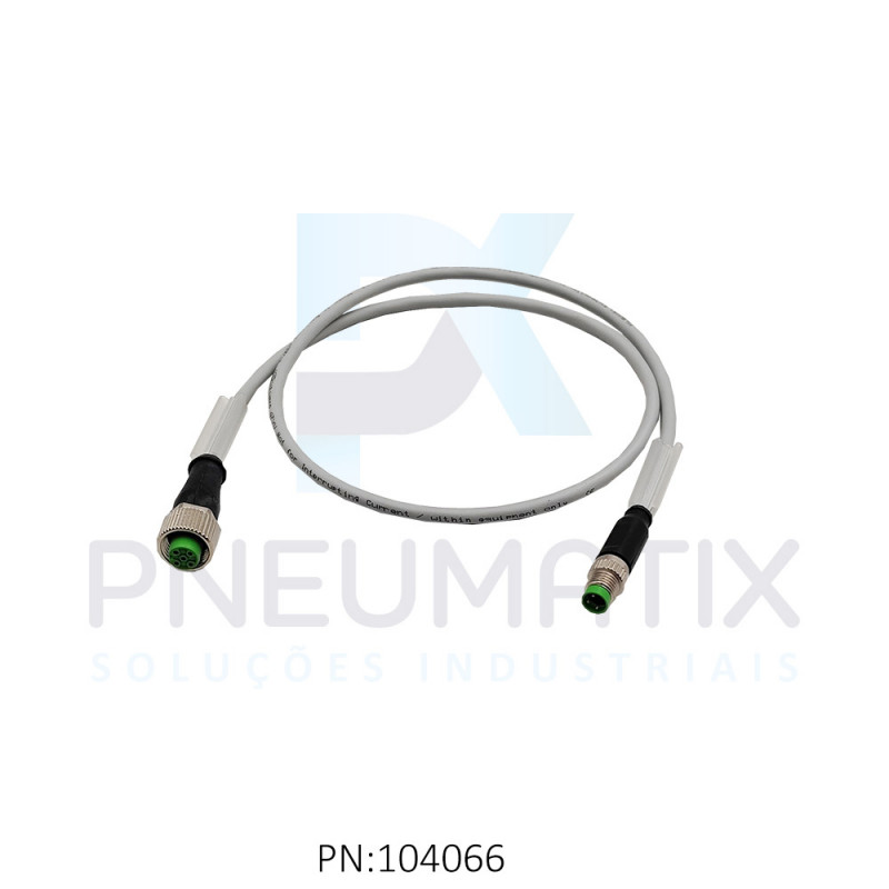 CABO C/CONECTOR 6MTS MACHO RETO M8 FEMEA RETO M12 MONTADO PUR/PVC COR CINZA 788241-2200060 MURRELEKTRONIK