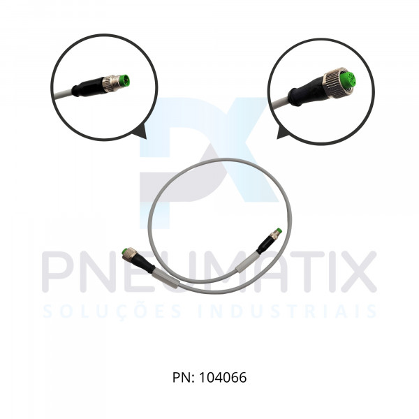 CABO C/CONECTOR 6MTS MACHO RETO M8 FEMEA RETO M12 MONTADO PUR/PVC COR CINZA 788241-2200060 MURRELEKTRONIK