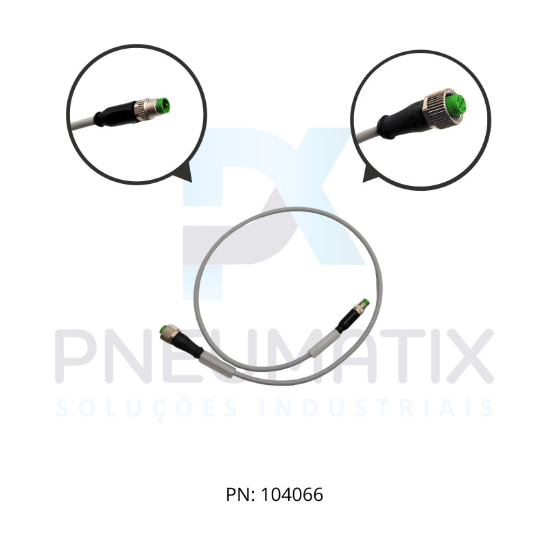 CABO C/CONECTOR 6MTS MACHO RETO M8 FEMEA RETO M12 MONTADO PUR/PVC COR CINZA 788241-2200060 MURRELEKTRONIK