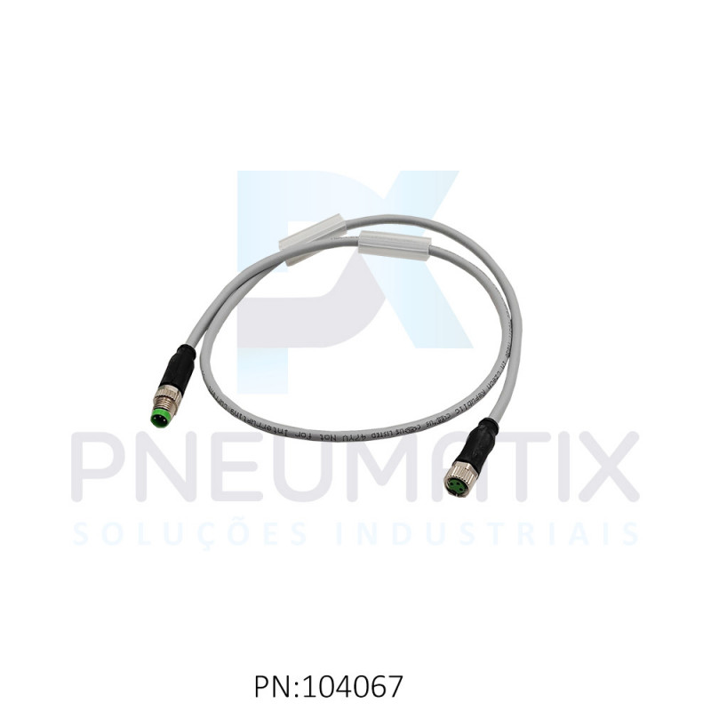 CABO C/CONECTOR 6MTS MACHO RETO M8 3 POLOS FEMEA RETO M8 3 POLOS MONTADO PUR/PVC COR CINZA 788001-2200060 MURRELEKTRONIK