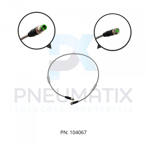 CABO C/CONECTOR 6MTS MACHO RETO M8 3 POLOS FEMEA RETO M8 3 POLOS MONTADO PUR/PVC COR CINZA 788001-2200060 MURRELEKTRONIK