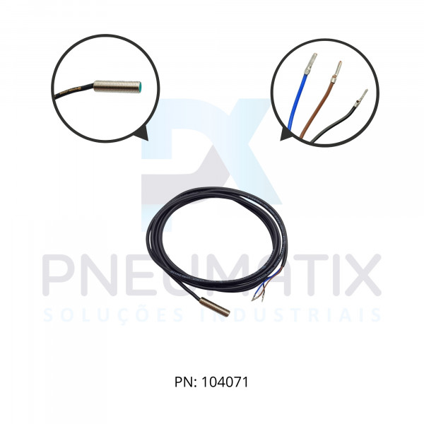 SENSOR IND.CIL.DIAM.8MM Sn:2MM FAC.ALIM.10-30VDC PNP NF CABO 2MTS NBB2-8GM30-E3 PN:304615-0047 PEPPERL