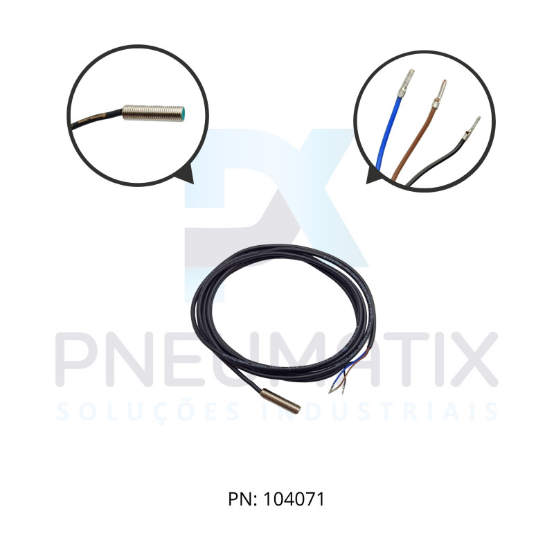 SENSOR IND.CIL.DIAM.8MM Sn:2MM FAC.ALIM.10-30VDC PNP NF CABO 2MTS NBB2-8GM30-E3 PN:304615-0047 PEPPERL