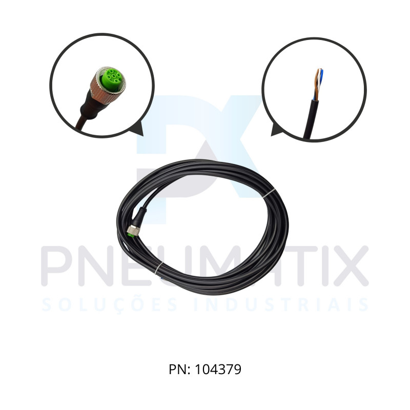 CABO C/CONECTOR 5MTS FEMEA RETO M12 4 POLOS COR PRETO 712221-6140500 MURRELETRONIK