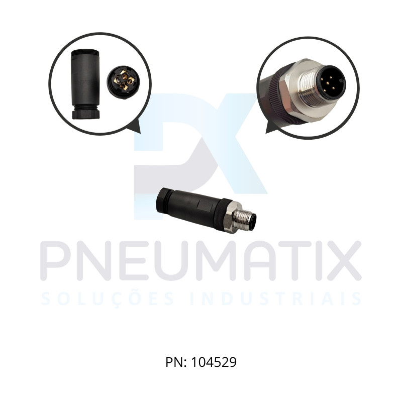 CONECTOR MACHO RETO M12 PARAFUSAVEL 5P.V4A 7004-12761-0000000 MURRELEKTRONIK