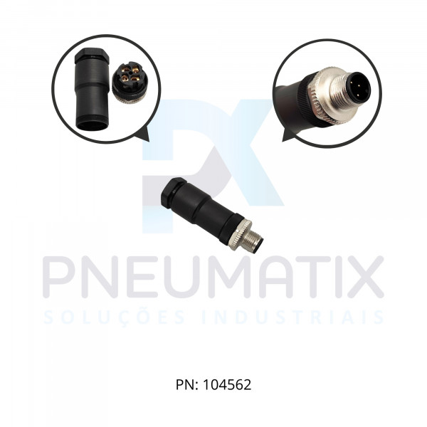 CONECTOR MACHO RETO M12 4P.PARAFUSAVEL IP67 TENSAO MAX.250VCA/DC 712745-0000000 MURRELEKTRONIK