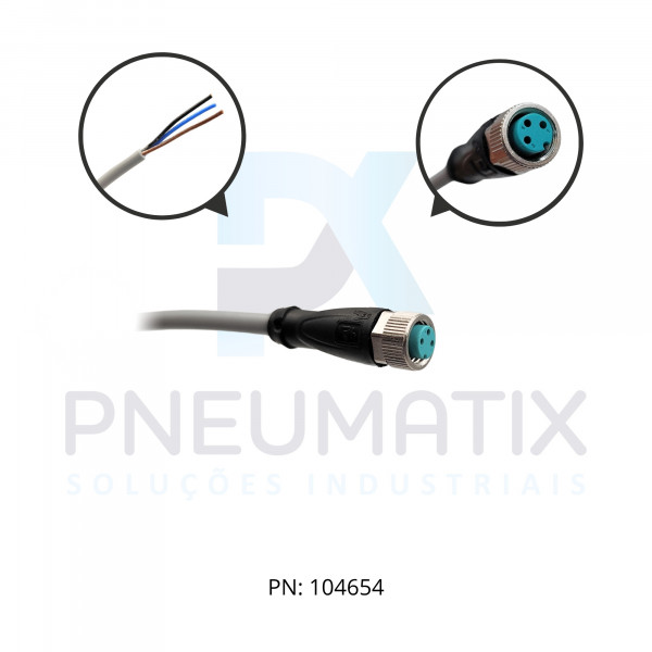 CABO C/CONECTOR 5MTS FEMEA RETO M8 3 POLOS COR CINZA PVC V3-GM-5M-PVC PN:109023 PEPPERL
