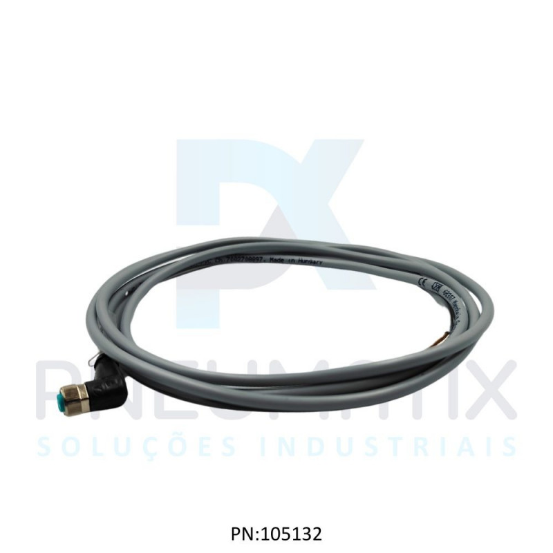 CABO C/CONECTOR 2MTS FEMEA ANGULAR M8 4 POLOS COR CINZA PVC V31-WM-2M-PVC PN:109032 PEPPERL