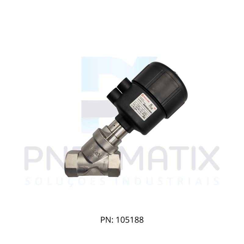 VALVULA ASSENTO INCLINADO R.1 NPT VALV.ANGULA (Y) CORPO INOX ATUADO PLASTIC 8453400.0000.00000 NORGREN