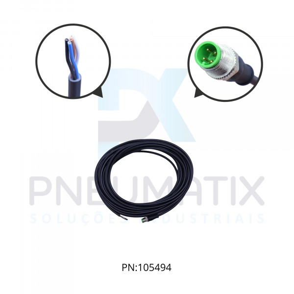 CABO C/CONECTOR 10MTS MACHO RETO M12 4 POLOS COR PRETO PVC 712021-6141000 MURRELEKTRONIK