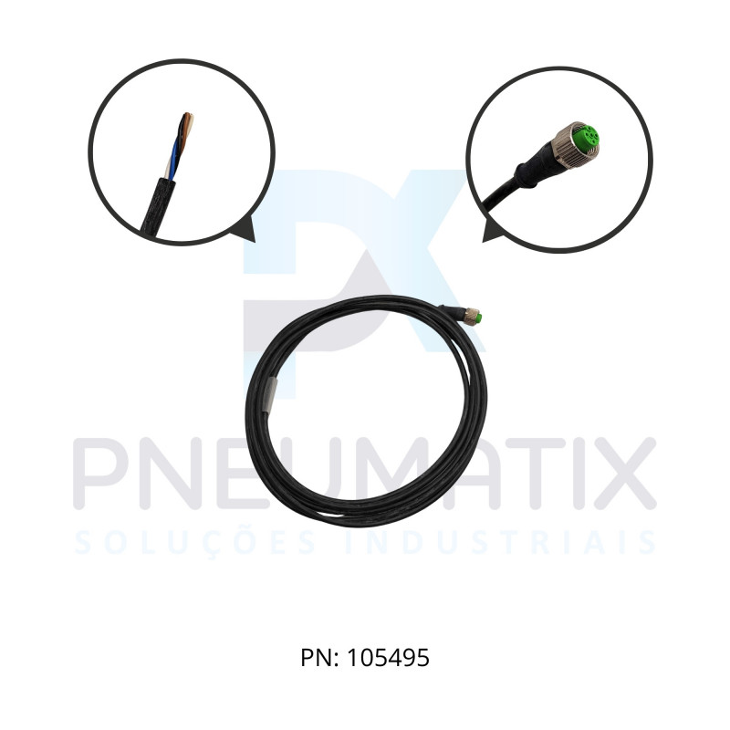 CABO C/CONECTOR 3MTS FEMEA RETO M12 4 POLOS COR PRETO 712221-6140300 MURRELEKTRONIK