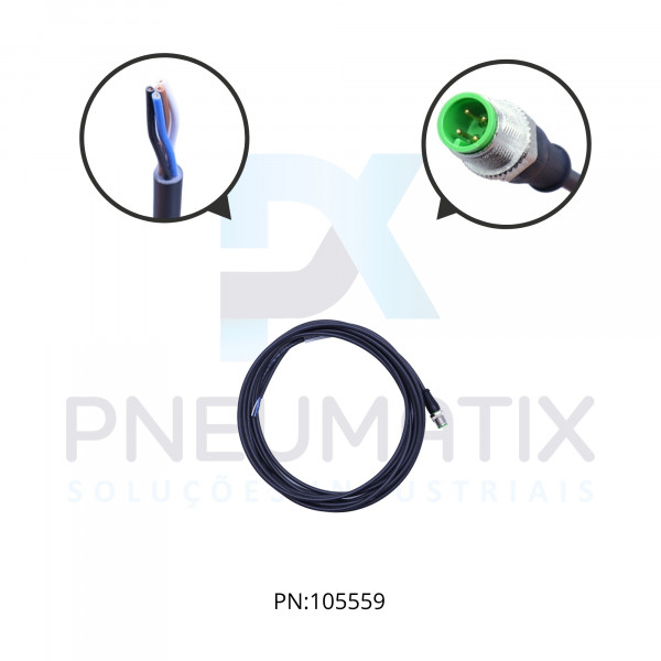 CABO C/CONECTOR 5MTS MACHO RETO M12 4 POLOS COR PRETO PUR 712021-6340500 MURRELEKTRONIK