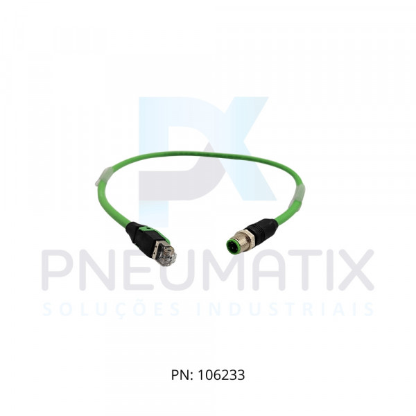 CABO C/CONECTOR M12 D-CODED MACHO RETO + RJ45 PUR VERDE 0,5 MT 744711-7940050 MUR ELEKTRONIK