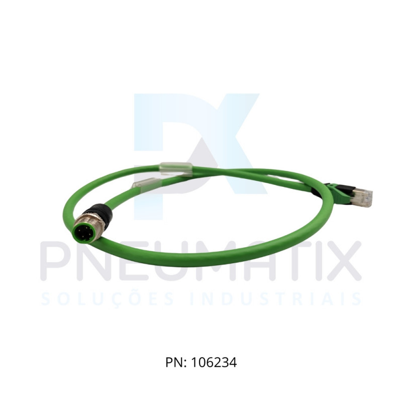 CABO C/CONECTOR M12 D-CODED MACHO RETO + RJ45 PUR VERDE 0,8 MT 744711-7940080 MURR ELEKTRONIK