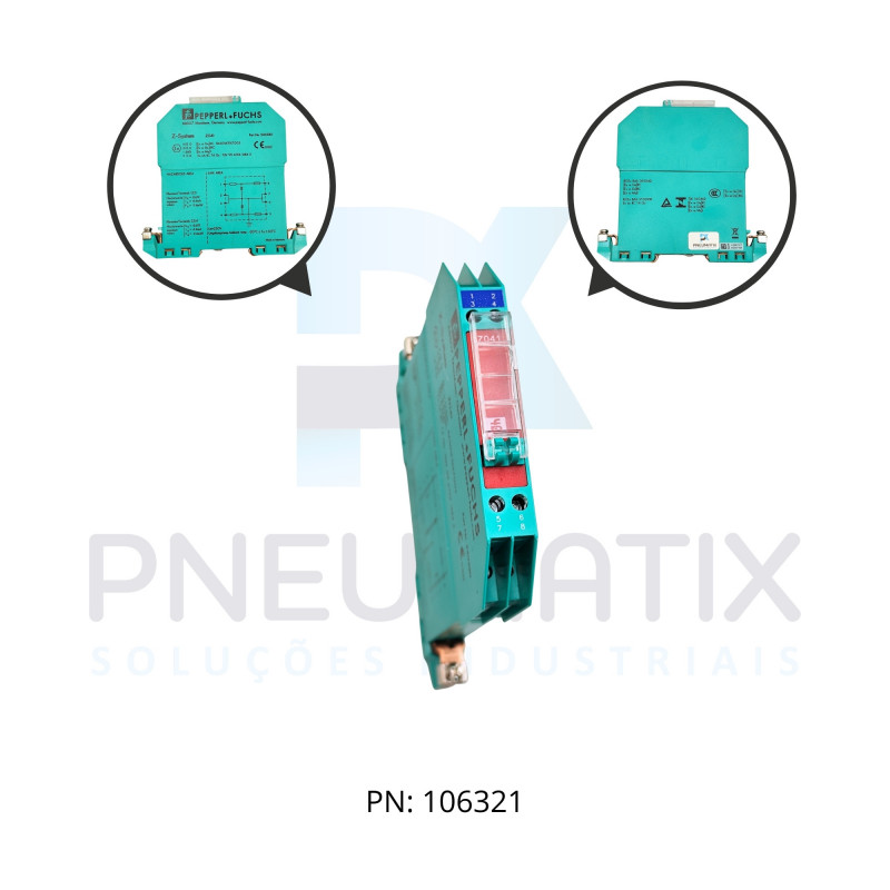 BARREIRA ZENER PROTECAO IP20 INTRINSECA 2 CANAIS RESISTENCIA 2030,5 OHMS Z041 PN:240530 PEPPERL FUCH