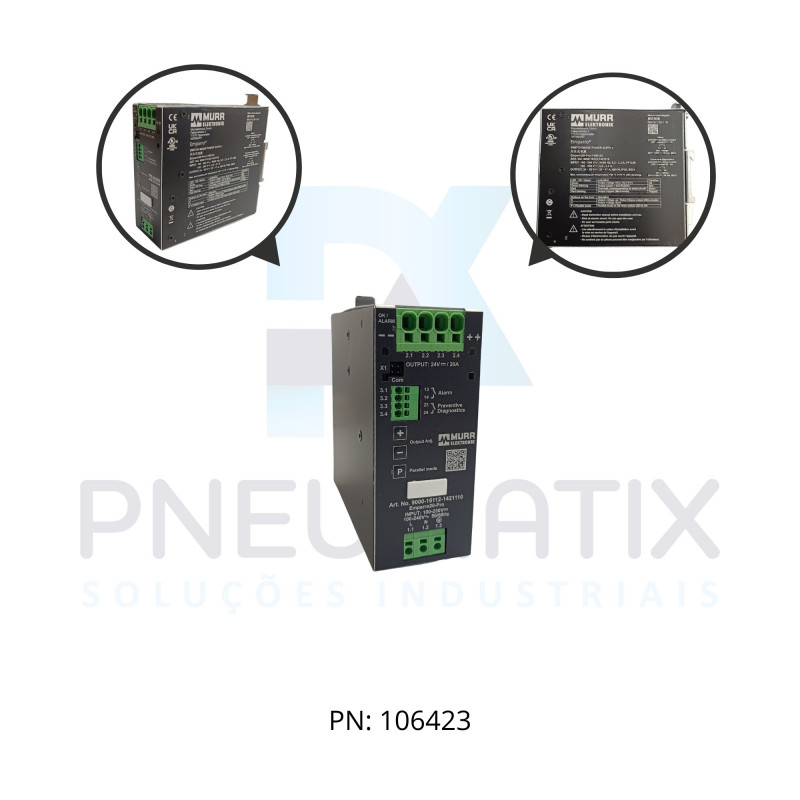 FONTE CHAVEADA MONOF. EMPARRO20 PRO ALIM. 85-265VAC/90-250VDC SAIDA 24-28VCC CORRENTE 20A 916112-1421110 MURRELEKTRONIK