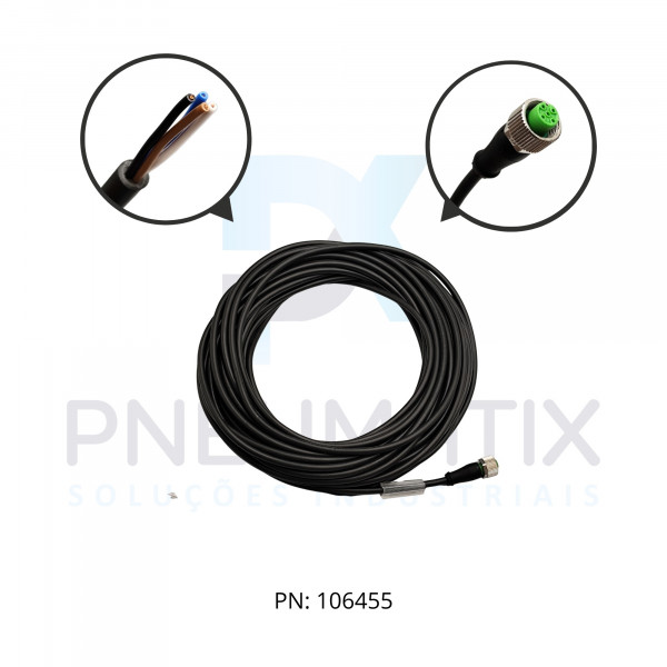 CABO C/CONECTOR 15MTS FEMEA RETO M12 4 POLOS COR PRETO PVC 712221-6141500 MURRELKTRONIK