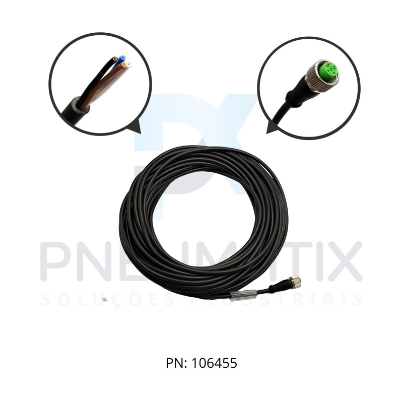 CABO C/CONECTOR 15MTS FEMEA RETO M12 4 POLOS COR PRETO PVC 712221-6141500 MURRELKTRONIK