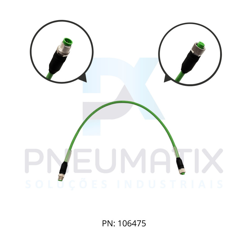 CABO C/CONECTOR CUBE67 50CM MACHO RETO + FEMEA RETO PUR M12 6 POLOS VERDE 746041-8020050 MURRELEKTRONIK CABO C/CONECTOR CUBE67 50CM MACHO RETO + FEMEA RETO PUR M12 6 POLOS VERDE 746041-8020050 MURRELEKTRONIK
