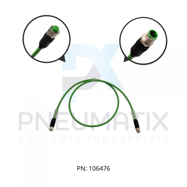 CABO C/CONECTOR CUBE67 01MT MACHO RETO + FEMEA RETO PUR M12 6 POLOS VERDE 746041-8020100 MURRELEKTRONIK CABO C/CONECTOR CUBE67 01MT MACHO RETO + FEMEA RETO PUR M12 6 POLOS VERDE 746041-8020100 MURRELEKTRONIK