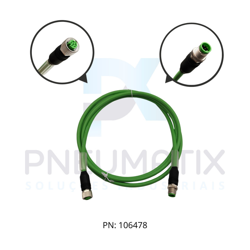 CABO C/CONECTOR CUBE67 02MT MACHO RETO + FEMEA RETO PUR M12 6 POLOS VERDE 746041-8020200 MURRELEKTRONIK CABO C/CONECTOR CUBE67 02MT MACHO RETO + FEMEA RETO PUR M12 6 POLOS VERDE 746041-8020200 MURRELEKTRONIK