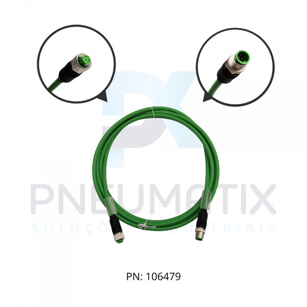 CABO C/CONECTOR CUBE67 03MT MACHO RETO + FEMEA RETO PUR M12 6 POLOS VERDE 746041-8020300 MURRELEKTRONIK CABO C/CONECTOR CUBE67 03MT MACHO RETO + FEMEA RETO PUR M12 6 POLOS VERDE 746041-8020300 MURRELEKTRONIK
