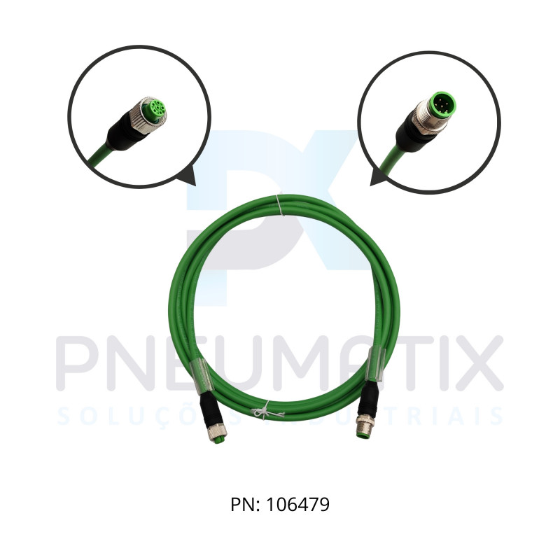 CABO C/CONECTOR CUBE67 03MT MACHO RETO + FEMEA RETO PUR M12 6 POLOS VERDE 746041-8020300 MURRELEKTRONIK CABO C/CONECTOR CUBE67 03MT MACHO RETO + FEMEA RETO PUR M12 6 POLOS VERDE 746041-8020300 MURRELEKTRONIK