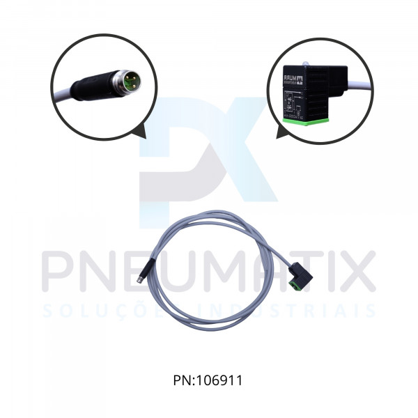 CABO C/CONECTOR M8 1,6MTS PUR COM CONECTOR  P/BOBINA FORMATO BI ME334635 MURRELEKTRONIK