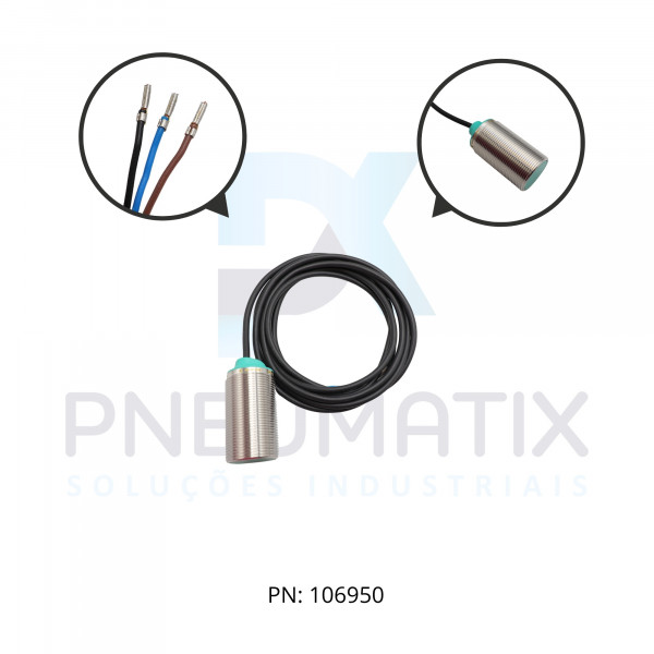 SENSOR IND.CIL.DIAM.30MM Sn:10MM FAC.ALIM.10-30VDC NPN NA CABO 2MTS NBB10-30GM50-E0 PN:326161-0165 PEPPERL+FUCHS