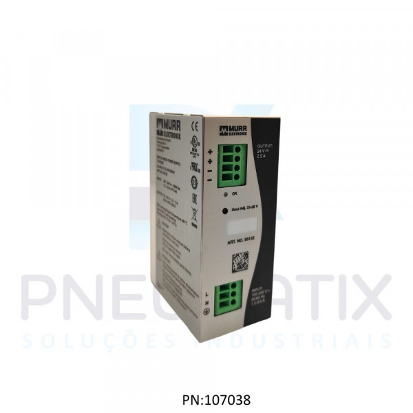 FONTE CHAVEADA MONOFASICA ECO RAIL 2 MONO ALIM.100-240VAC SAIDA 23-28VDC CORRENTE 2,5A ME85132 MURRELEKTRONIK
