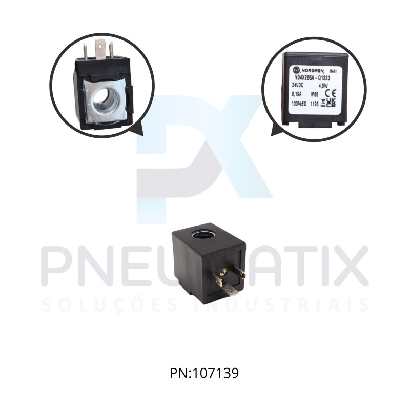 BOBINA TENSAO 24VCC POTENCIA 2,0 WATTS SEM PLUG MOD. V04X286A-Q1223 NORGREN BOBINA TENSAO 24VCC POTENCIA 2,0 WATTS SEM PLUG MOD. V04X286A-Q1223 NORGREN