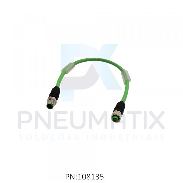 CABO C/CONECTOR CUBE67 30CM MACHO RETO + FEMEA RETO PUR M12 6 POLOS VERDE 746041-8020030 MURRELEKTRONIK