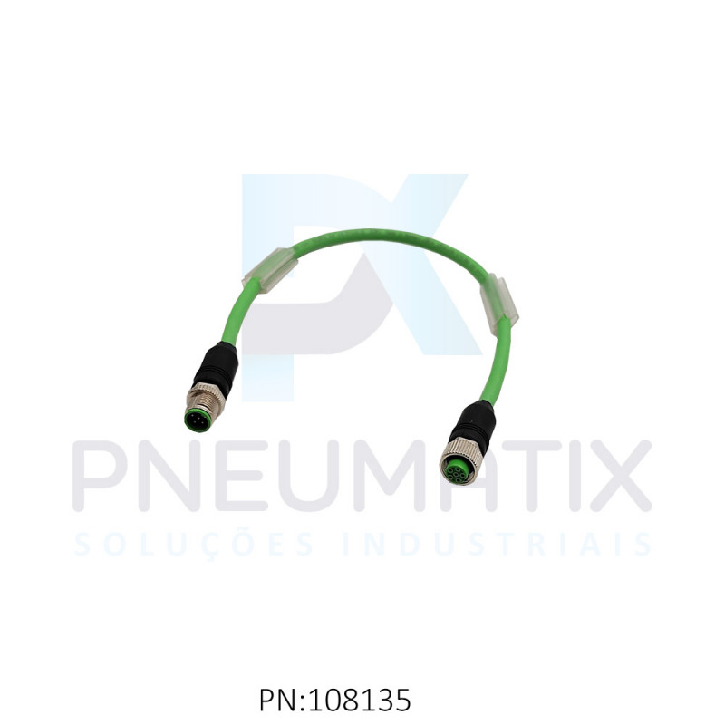CABO C/CONECTOR CUBE67 30CM MACHO RETO + FEMEA RETO PUR M12 6 POLOS VERDE 746041-8020030 MURRELEKTRONIK