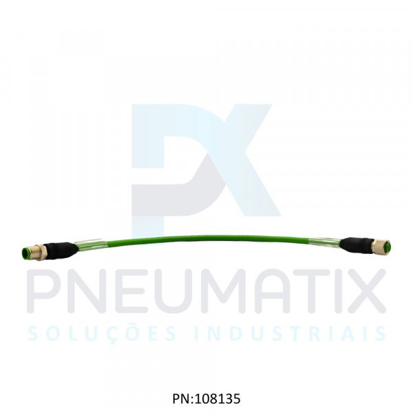 CABO C/CONECTOR CUBE67 30CM MACHO RETO + FEMEA RETO PUR M12 6 POLOS VERDE 746041-8020030 MURRELEKTRONIK