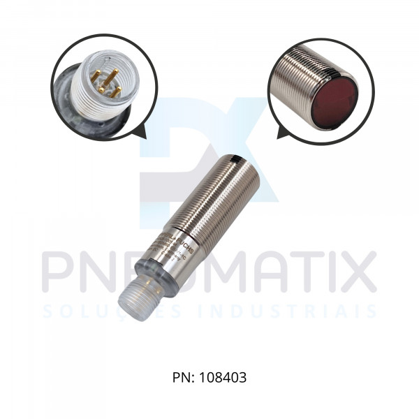 SENSOR FOTOEL.CIL.DIAM.18MM Sn:4MM ALIM.10-30VDC M12 IP67 OBR4000-18GM60-E5-V1-1C PN:70113328-100144 PEPPERL