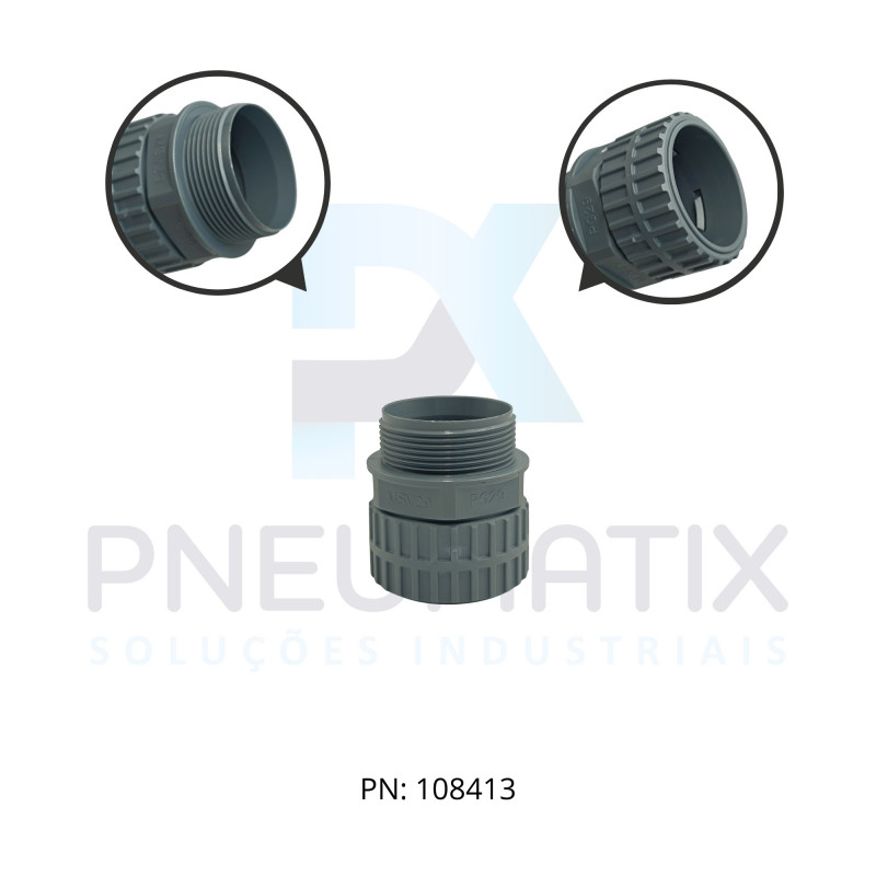 CONEXAO DO CONDUITE POLIAMIDA 6 CINZA M32/P29 MP83601022 MURRPLASTIK