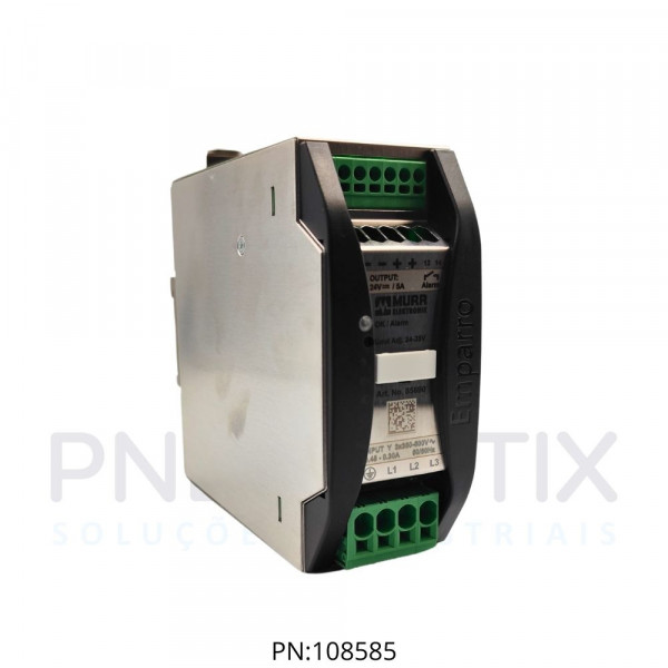 FONTE CHAVEADA TRIFASICA EMPARRO ALIM.324-572VAC/450-745VDC SAIDA 24-28VDC CORRENTE 5A ME85690 MURRELEKTRONIK