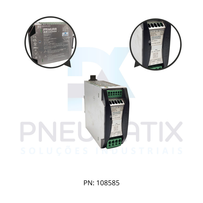 FONTE CHAVEADA TRIFASICA EMPARRO ALIM.324-572VAC/450-745VDC SAIDA 24-28VDC CORRENTE 5A ME85690 MURRELEKTRONIK